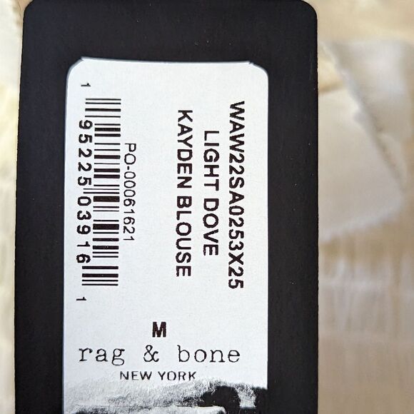 Rag & Bone NWT Kayden Sheer Smocked Blouse women's sz M in Light Dove - Picture 11 of 13